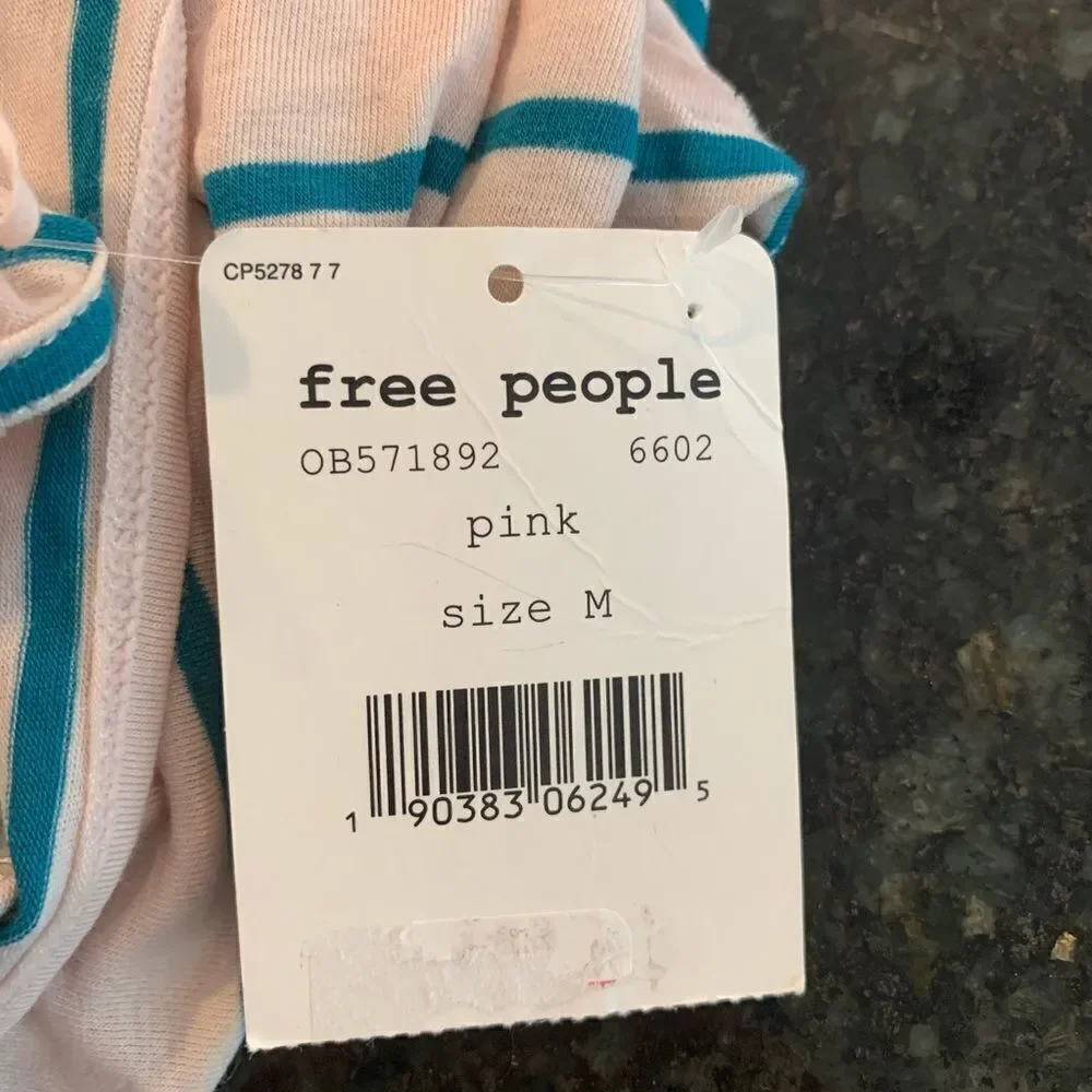 New FREE PEOPLE Backless Stripe Tank Top Pink M
